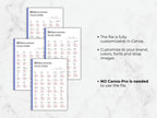 several variations of the polish verb chart showing that colors, fonts, and layouts are fully editable without a canva pro account.