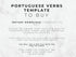 Text on a marble background about a Portuguese verbs template for buying.