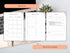 A laptop displaying the 30 60 90 day plan template next to a small succulent plant, illustrating how to use the digital file as-is or edit it in Canva