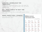 Informational text about downloading and editing a template with a list of Portuguese verbs on a marble background.