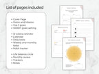 Collection of goal-setting and planning sheets on a marble surface