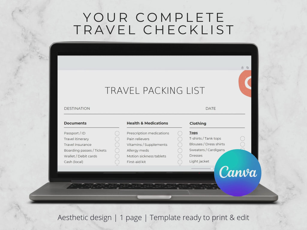 International Travel Packing List Template