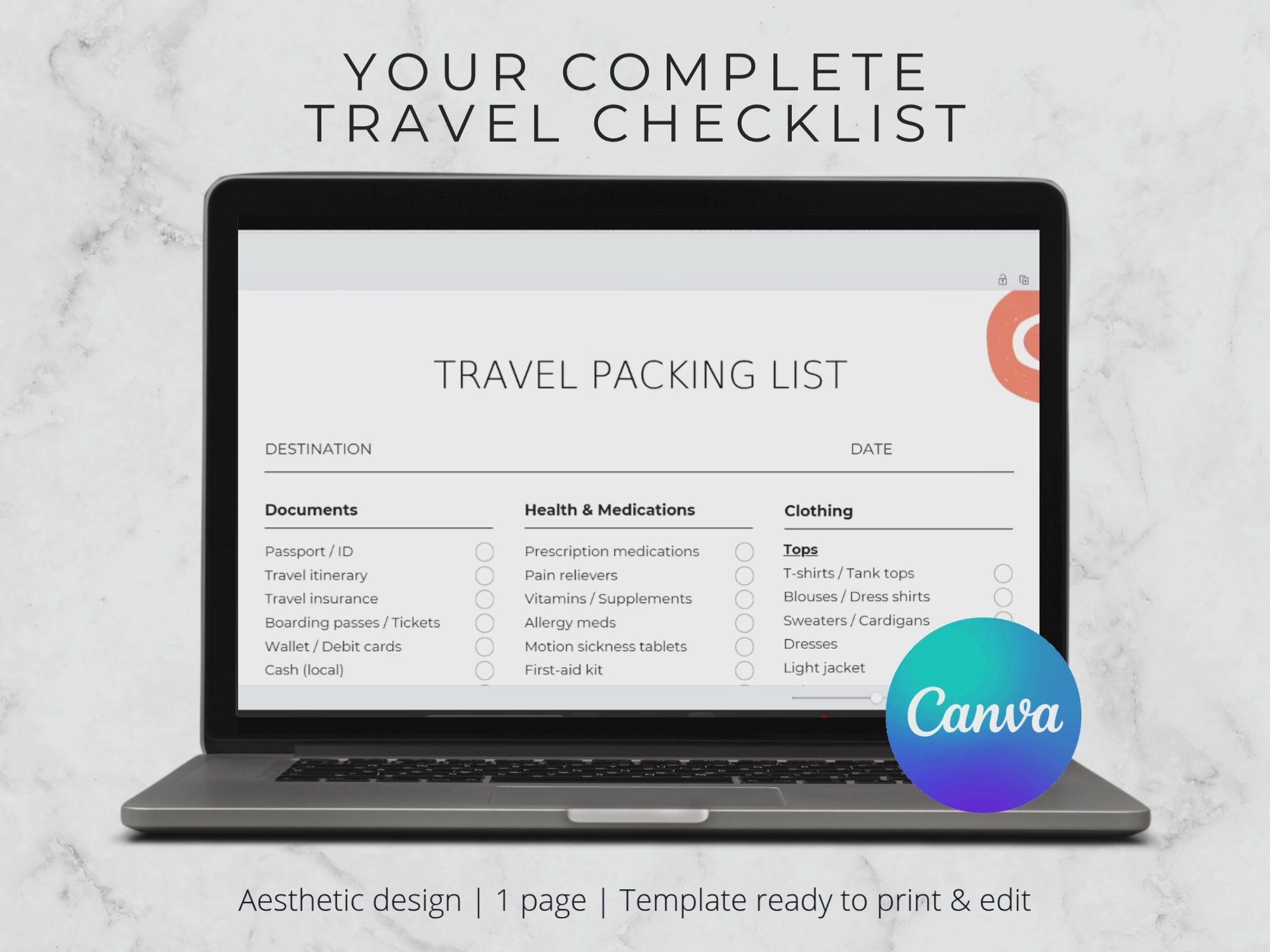 International Travel Packing List Template