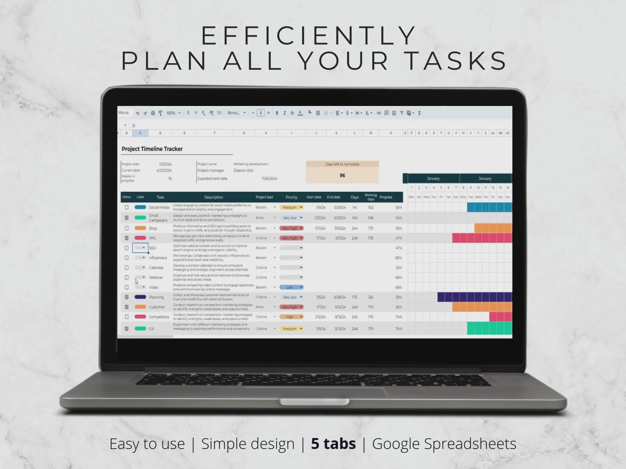 Gantt Chart Template for Google Sheets