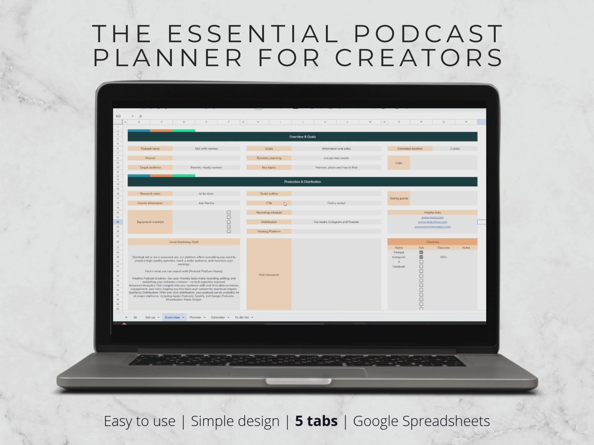 Podcast & YouTube Videos Planner (2025-2026): Google Sheets