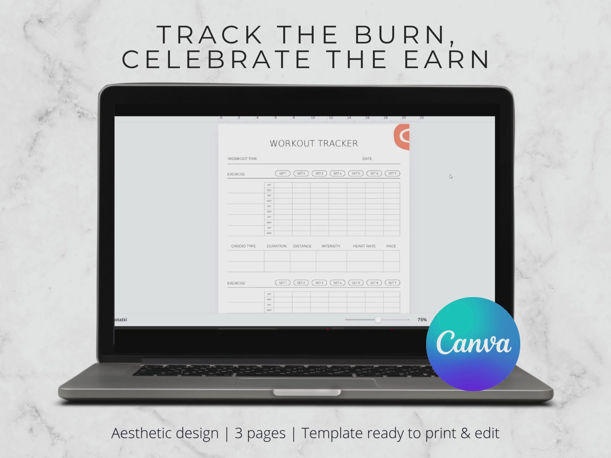 Workout Tracker Template: Daily Exercise Log, Printable Fitness Planner (US Letter & A4)