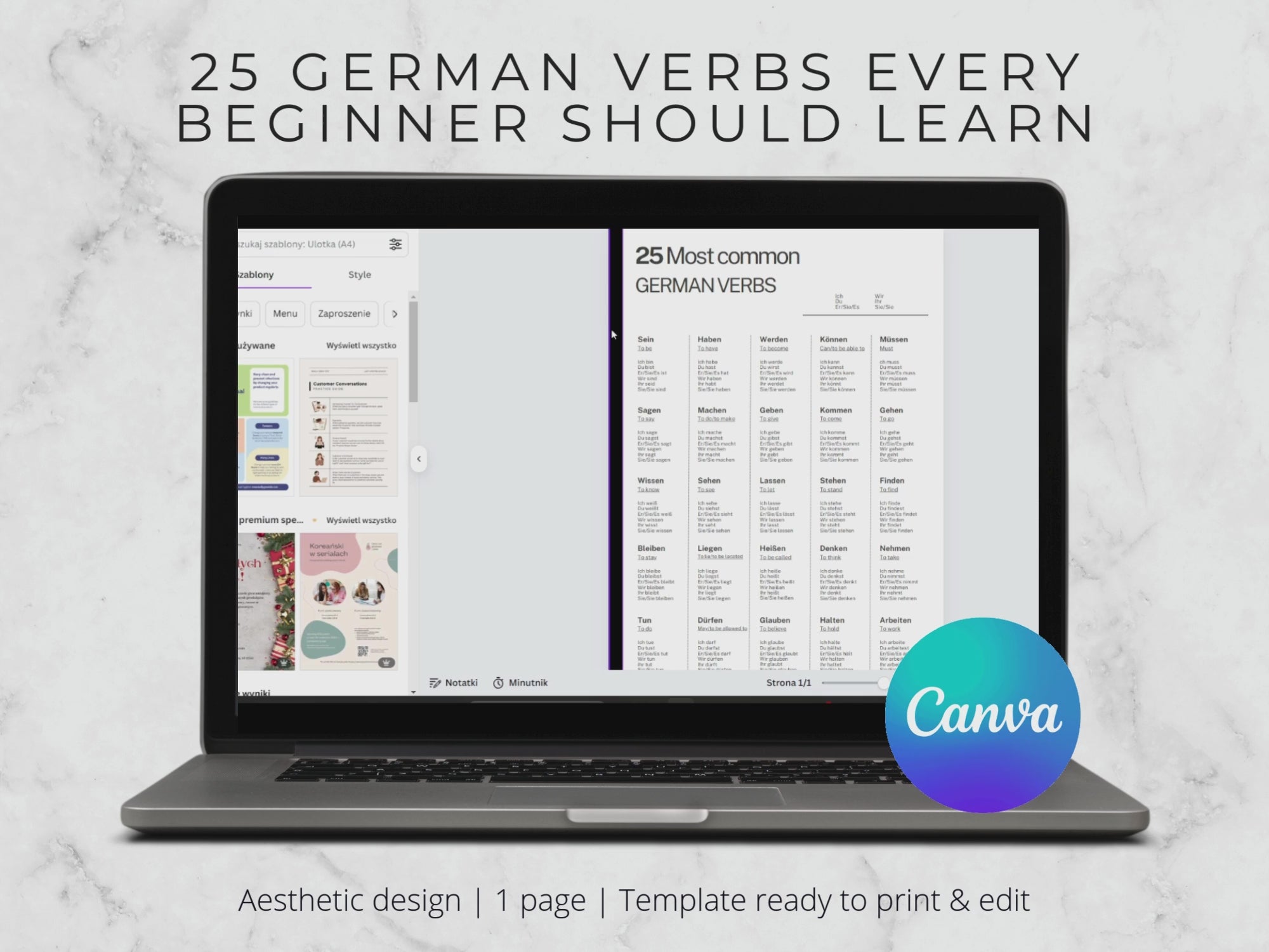 German verbs conjugation Template