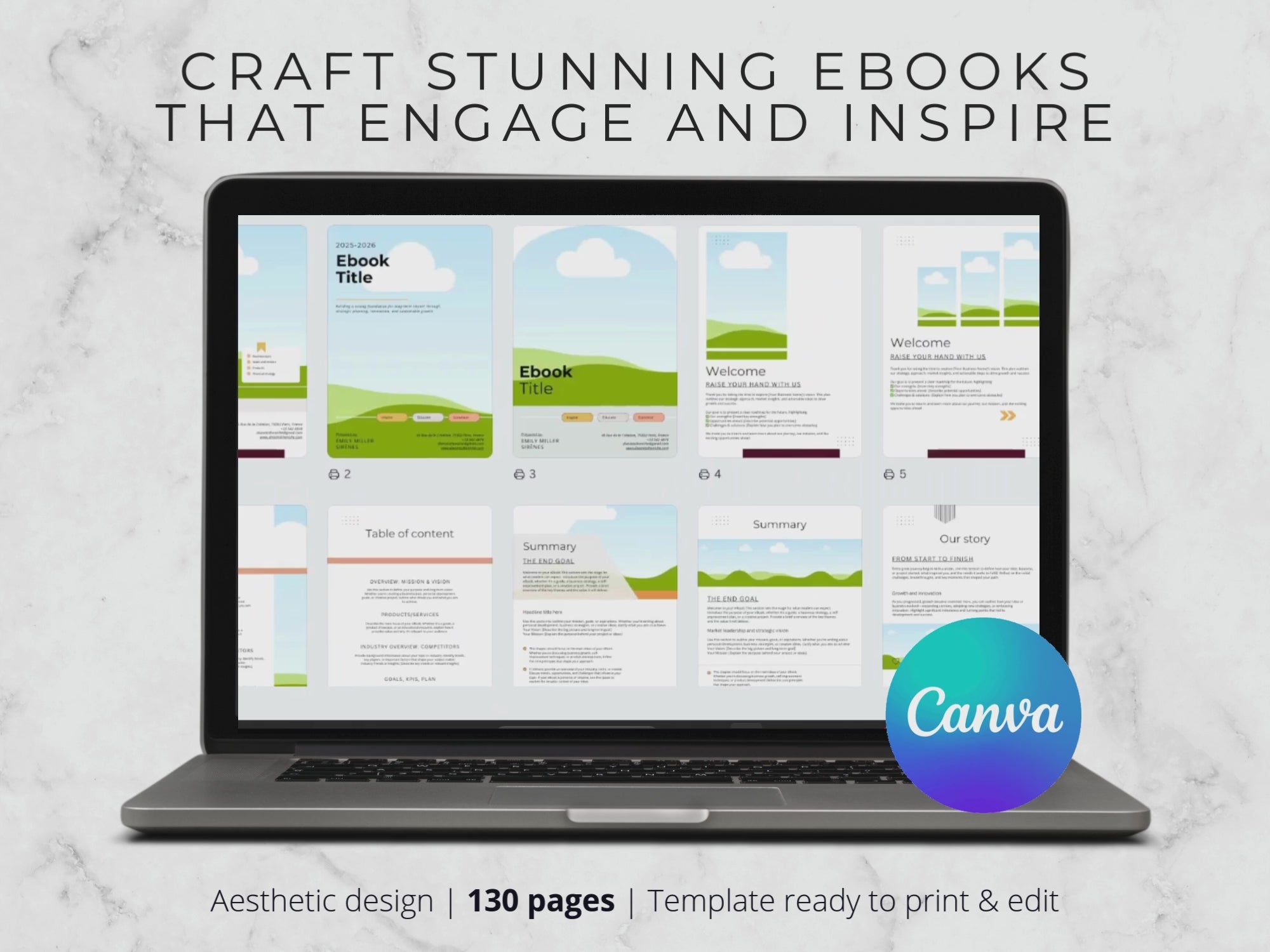 Editable Ebook Template: 130-Page Lead Magnet, Canva (A4 PDF File)