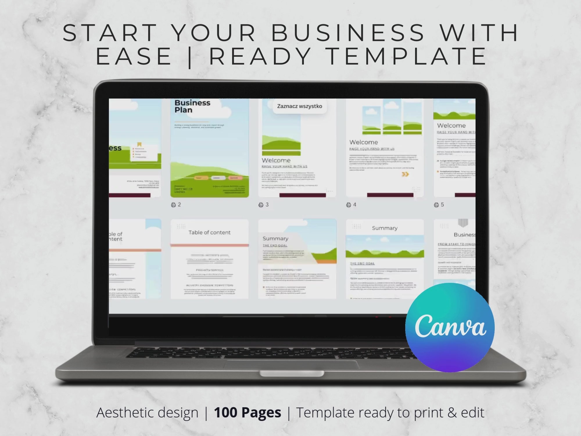 Startup Business Plan: Canva Template