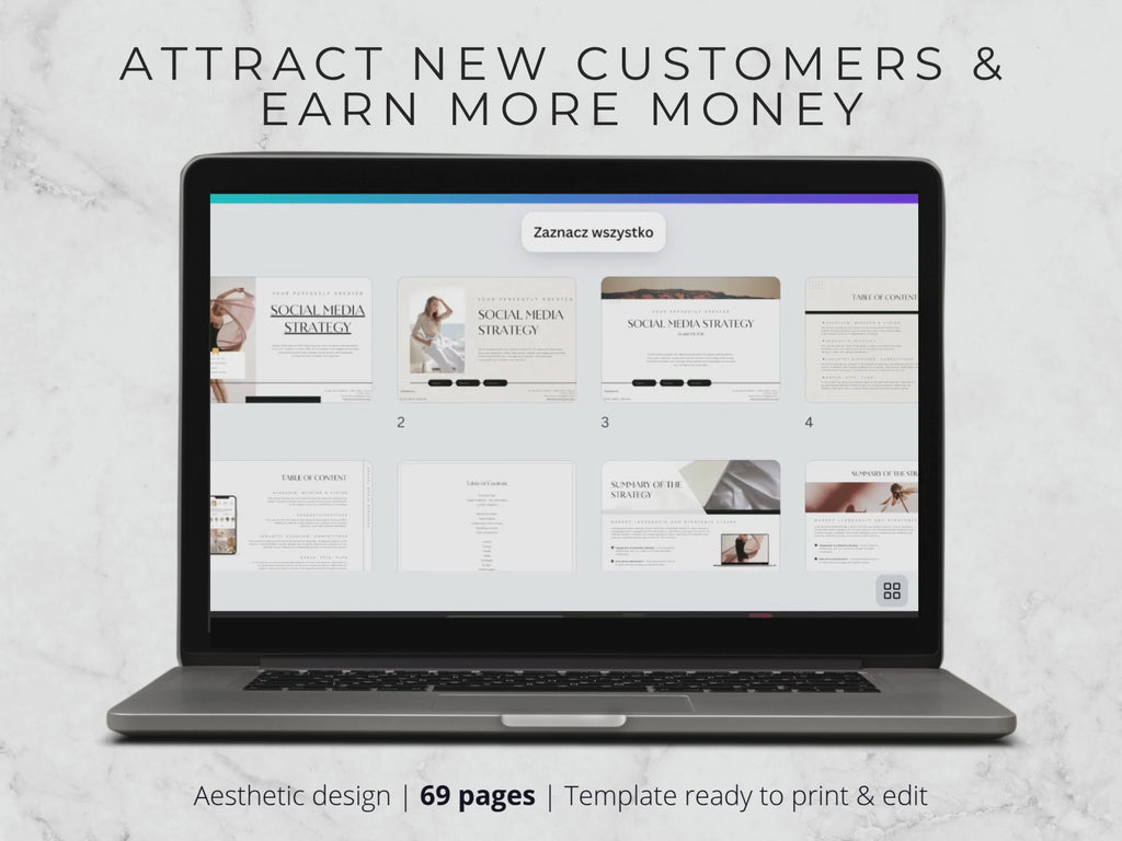 Social Media Strategy Template: Client Proposal Canva Template (69 Pages)