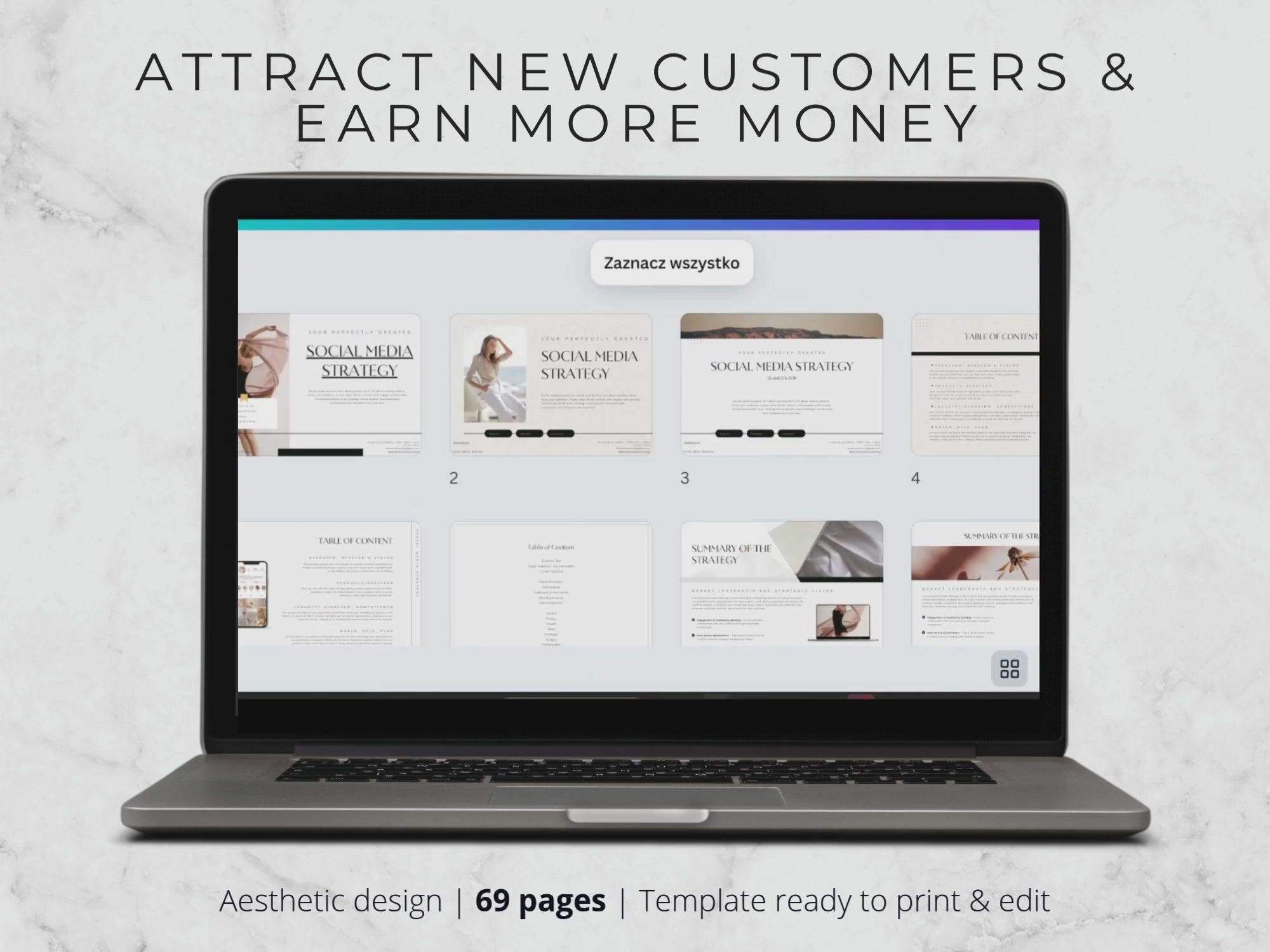 Social Media Strategy Template: Client Proposal Canva Template (69 Pages)